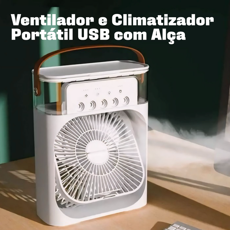 Ventilador e Climatizador Portátil USB com Alça